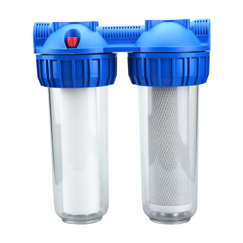 促销10寸4分6分1寸p铜接口前置净水器 厨房双桶二级家用透明过滤