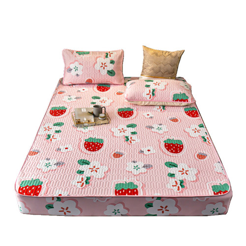 乳胶冰丝b凉席床笠款三四件套可机洗折叠夏季防滑1米35乘2米带被