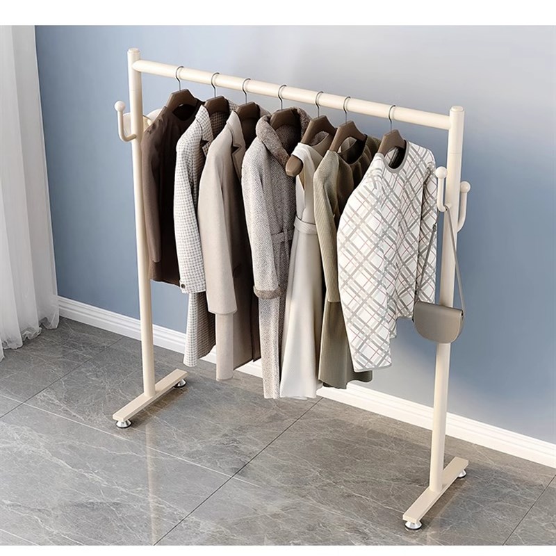 晾衣架室内家用结实床尾奶油风挂C衣架落地卧室外防风凉衣架支撑