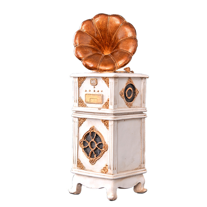 复古留声机摆件创意酒吧工艺品摆H件怀旧树脂工艺软装摆设