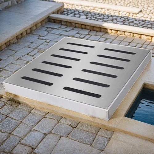 不锈钢排水沟盖板户外地漏盖带外框长方形方形不锈V钢地沟雨水篦