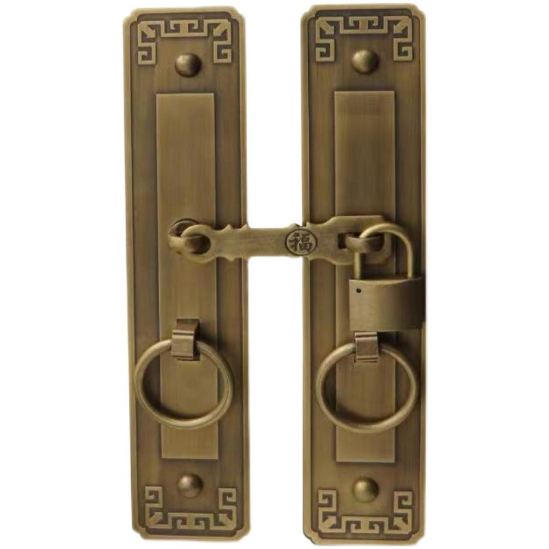 锁扣插销a中式仿古纯铜门栓搭扣柜门拉手大门把手