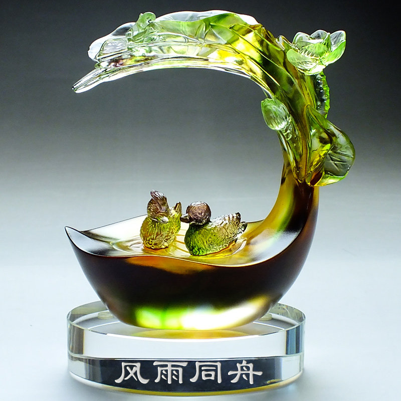 璃鸳鸯摆件结婚一k三五十周年纪念日礼物送老婆创意琉夫妻风雨同