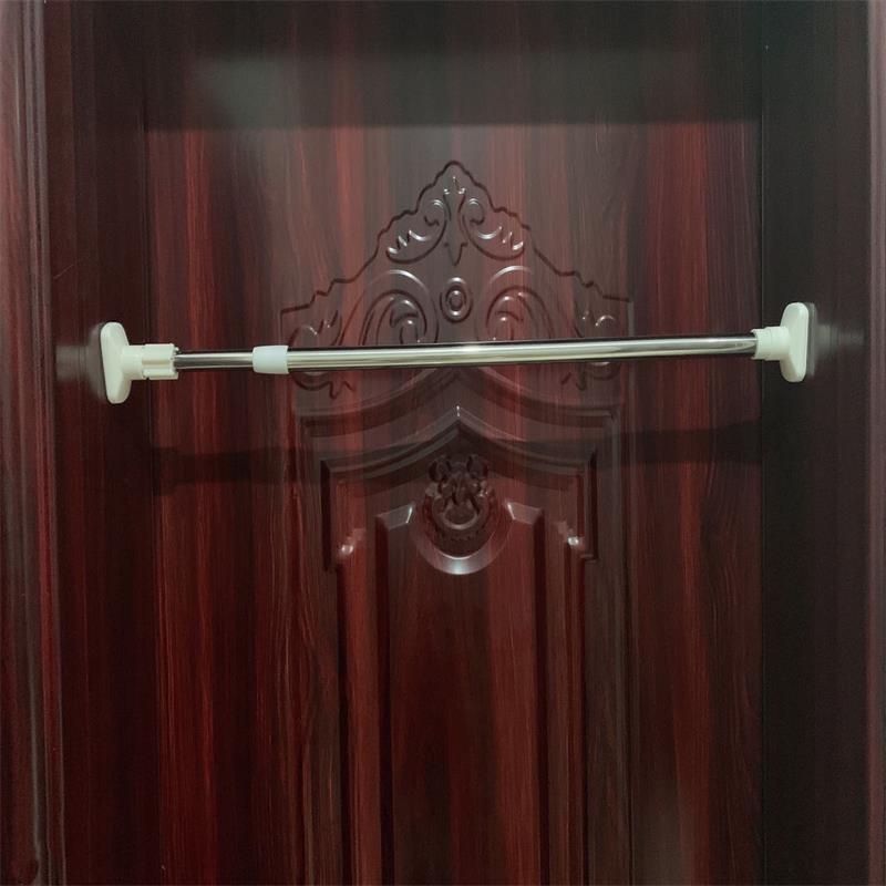 伸缩杆免打孔窗帘浴帘杆s门帘半帘罗马杆升缩支撑杆晾衣杆白色烤