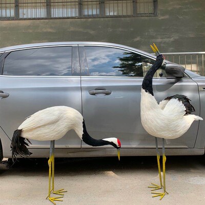 仿真丹顶鹤羽毛仙鹤n白鹭 园林景观装饰橱窗家居摆件 场景摄影道