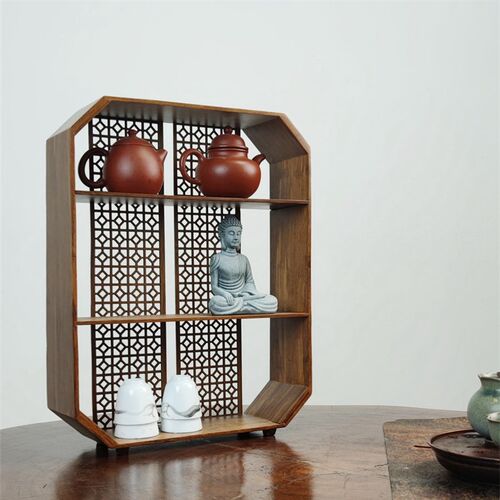 重竹茶具收纳架展示架博古架多宝阁桌面整理茶壶茶杯W文玩摆放装