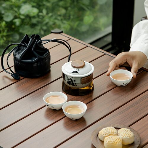 便携式旅行茶具套装小套德化白z瓷功夫茶快客杯户外随身三人喝茶