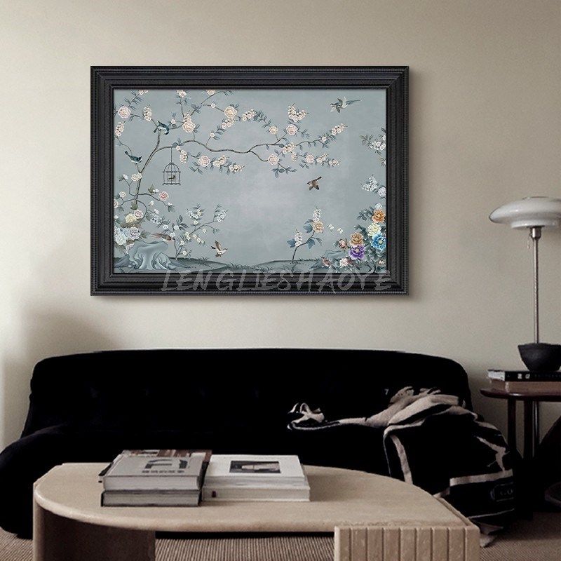 法式中国风复古富贵花鸟客厅v玄关装饰品挂画牡丹花卉艺术手绘油,家居饰品,现代装饰画,淘宝优惠券,粉丝福利购,淘宝优惠卷