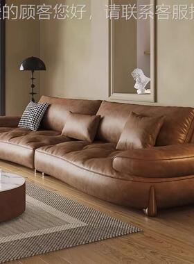 牛A意式发极简油蜡皮复古真皮沙简约法式大户型客厅风头层小36094