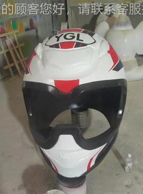 外商场入口大型托车头盔玻璃钢雕塑定制机56192户车赛摩车头盔摆