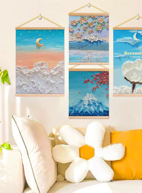 星月云海免打孔电表箱遮挡卷轴画