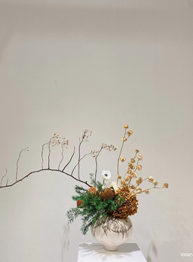 爱马橙色永生干花现代会所酒店KTV洽谈桌小茶几卫生间高档装饰花