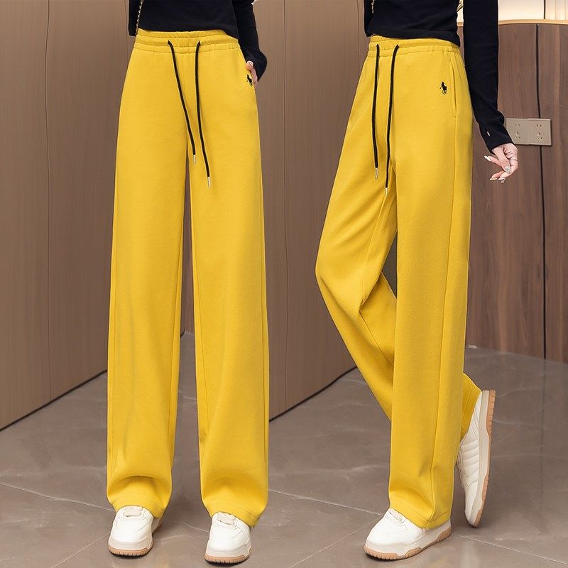 黄色窄版镰刀裤女新款春秋2025松紧高腰抽绳垂感显瘦阔腿弯刀裤子,女装/女士精品,真丝上装,淘宝优惠券,粉丝福利购,淘宝优惠卷