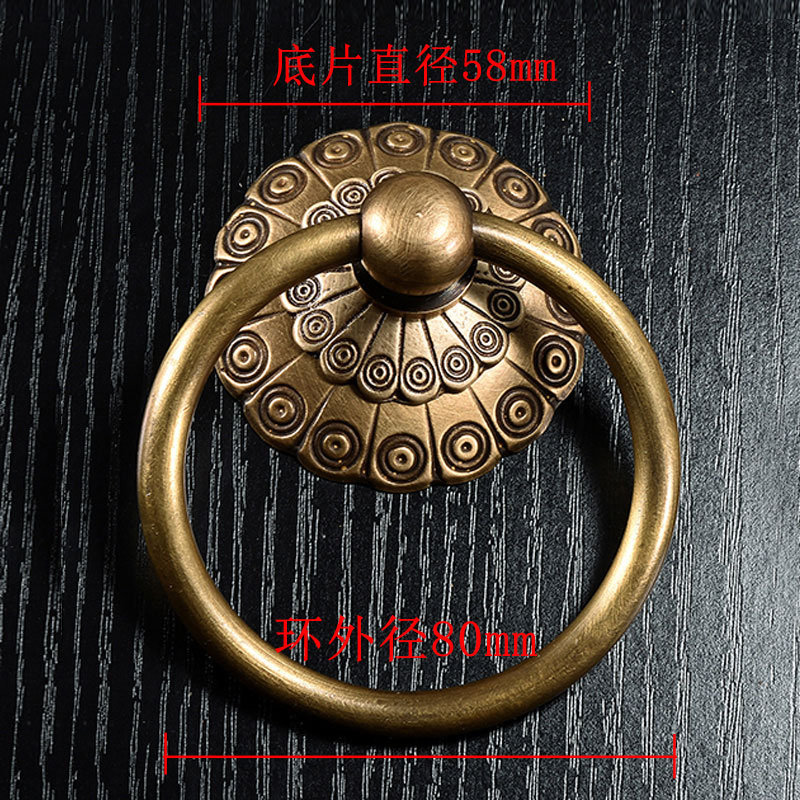 大门仿古拉环古建祠堂门环t铜拉手纯铜复古老式中式W木门铜拉手拉