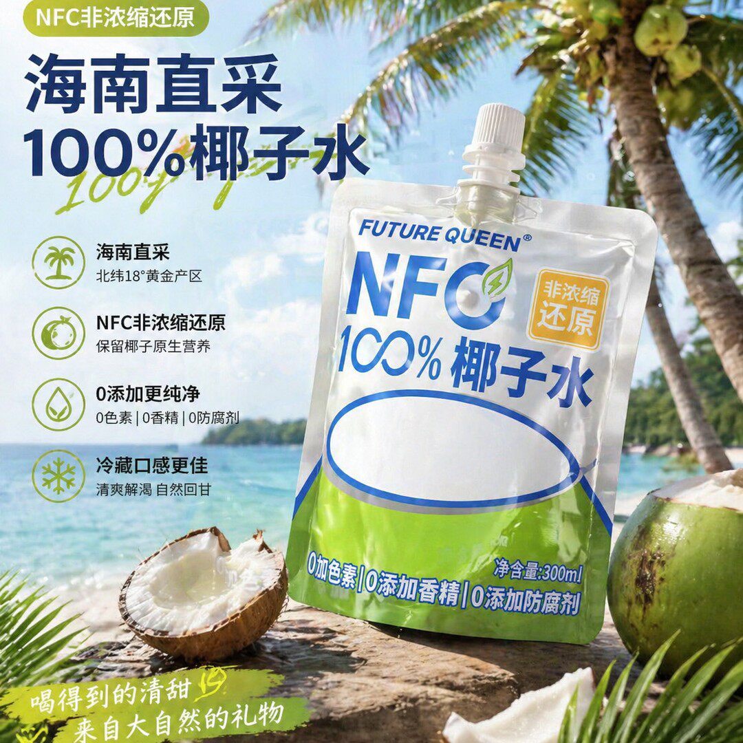 到手10大袋100椰子水便携饮品天然电解质清甜解渴补水饮料