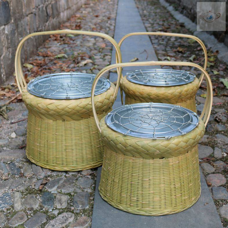 火炉怀旧笼子竹子烧炭火炭炉老人传统火篮火炭竹篮子竹编烤火笼