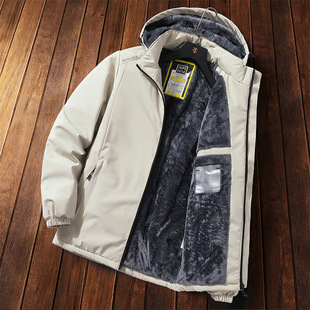 棉服男款冬季宽松休闲加绒加厚保暖棉衣外套秋冬款潮流连帽棉袄子