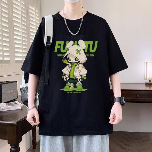 青少年短袖t恤男款2026新款夏季重磅纯棉潮牌ins男生宽松半袖上衣
