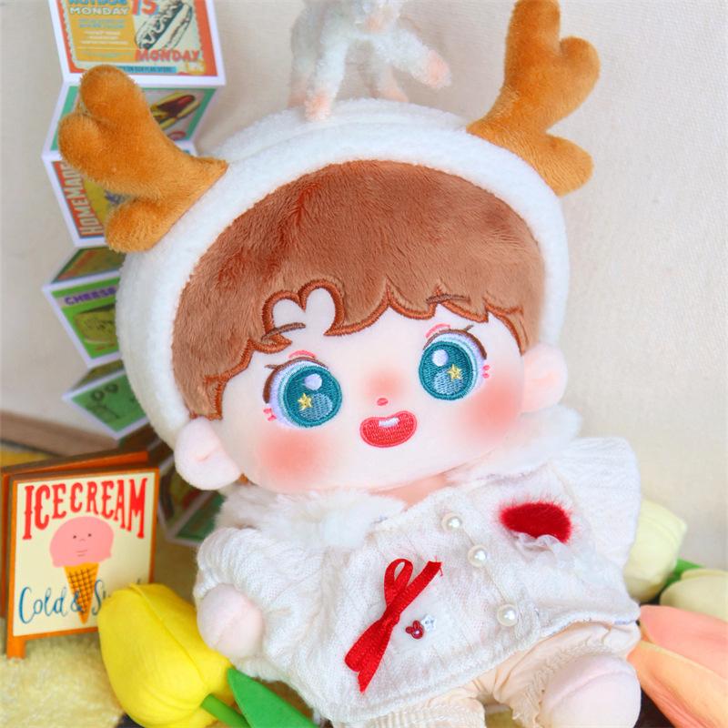 现货邓佳鑫新款棉花娃娃20cm明星宝宝毛绒公仔节日礼品送出生证