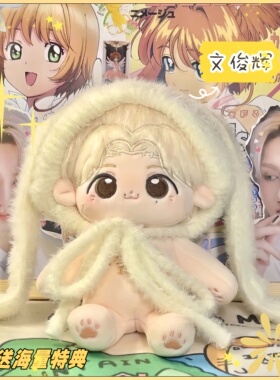 seventen文俊辉属性开门喵20cm棉花娃娃可爱毛绒玩偶周边礼物女生