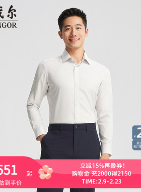 【商场同款】雅戈尔官方夏季新款商务男士浅咖长袖衬衫YLDP110783