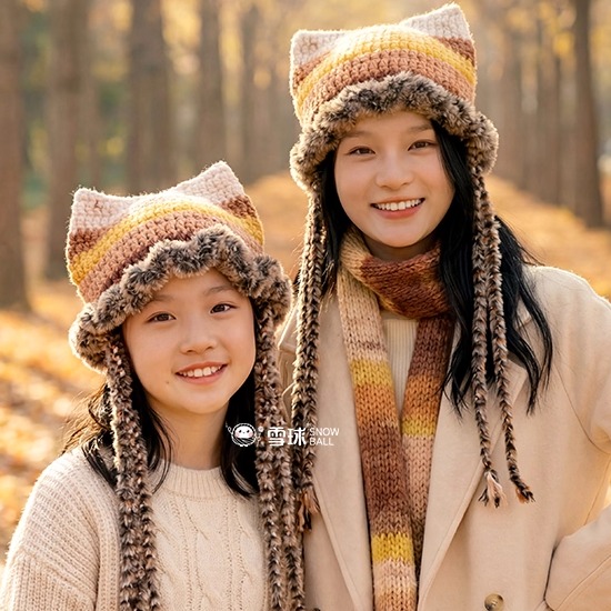 手工编织知暖猫耳帽材料包