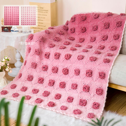 丁达尔渐变立体玫瑰毯材料包