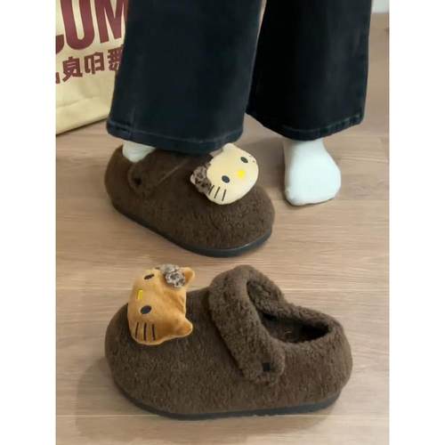 毛绒可爱秋冬季棉拖鞋女外穿2025