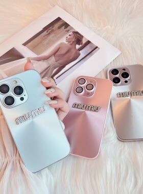 个性17简约CD纹m家闪钻极光15适用苹果14promax手机壳iPhone13女12pro全包11自带镜头膜16防摔保护套新款奢华