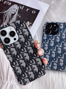 经典欧美17air潮牌D家刺绣布面15适用苹果14手机壳iPhone13promax布艺12pro情侣11男女保护套16pro网红同款