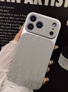 新款潮牌D家老花秒变灰色适用苹果17promax手机壳iPhone16男女15pro皮质14全包13防摔保护套奢华高档软边个性