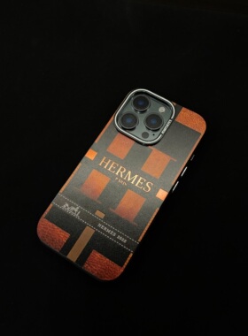 新款潮牌印花H黑橙色适用苹果16promax手机壳iPhone15男女14pro亚克力13全包12防摔11保护套个性创意高档欧美