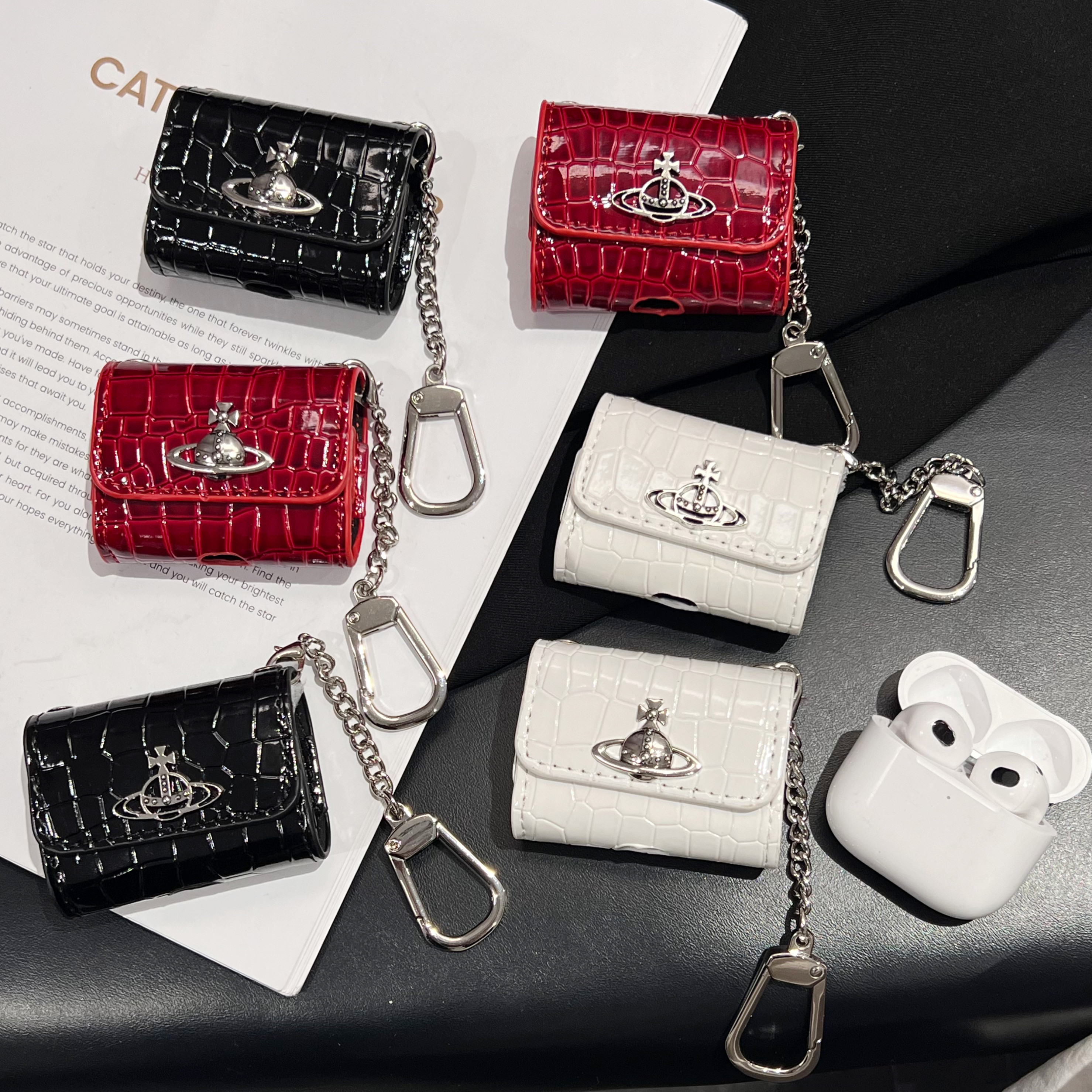 新款潮牌西太后鳄鱼纹适用苹果无线蓝牙耳机AirPods pro二