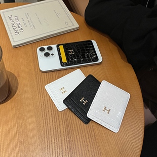 新款17潮牌H家Magsafe磁吸卡包适用苹果16promax手机iPhone15男女14pro皮质13背夹12超薄强磁卡套门禁卡证件