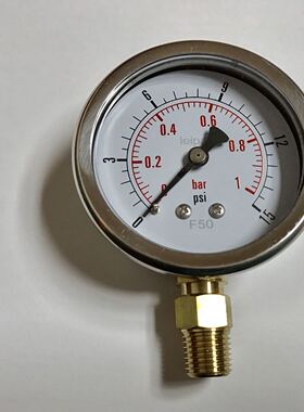 LEIPAI压力表 61-62-63-68mm 压力0-1bar 15psi pt1/4 ZG1/4