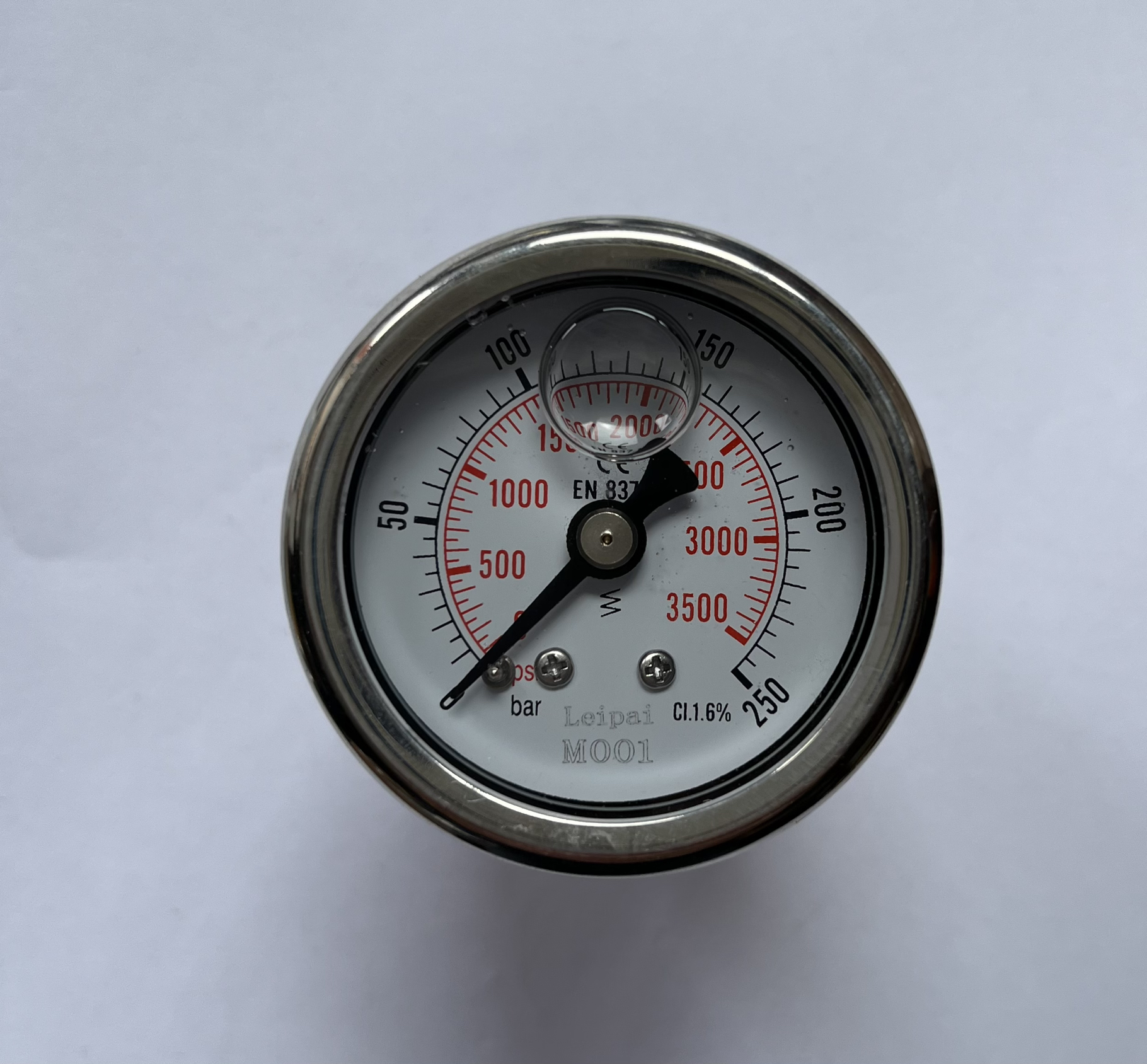 轴向压力表 250bar  3500psi 压力表 螺纹PT1/8 外壳直径40-42mm