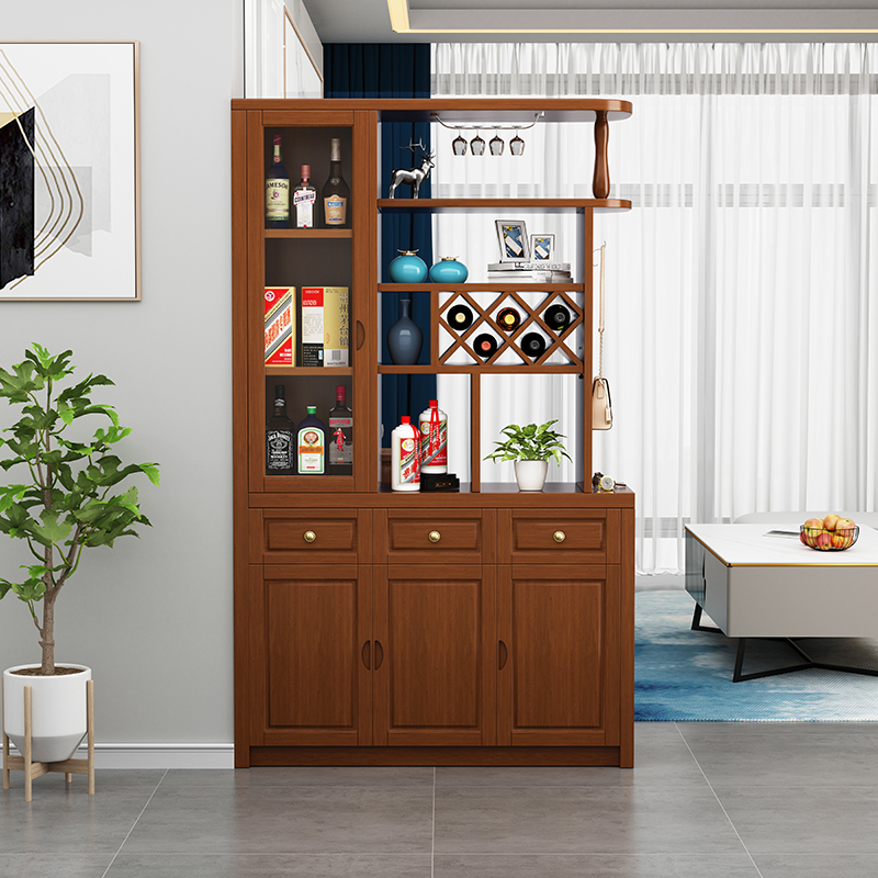 中式实木间厅柜进门客厅隔断屏风双面玄关柜现代简约一体储物鞋柜