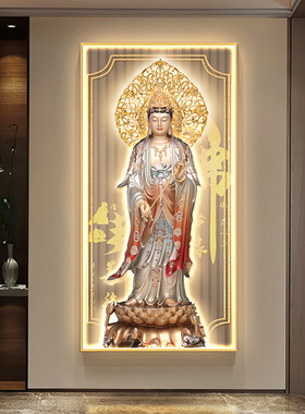 西方三圣佛像装饰画像挂画观世音菩萨大势至菩萨阿弥陀佛佛堂供奉