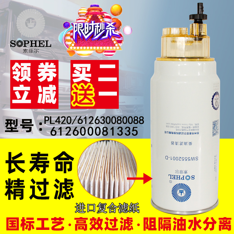 SW5552001 燃油/油水分离器 PL420 81294 80088 柴油滤清器滤芯