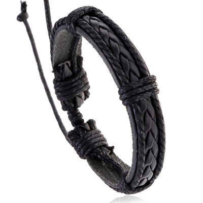 Men's braided bracelet复古手链手绳男士个性简约编织皮革手环