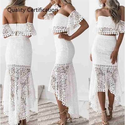 Tube Top Sexy Women Solid Color Lace Skirt Party