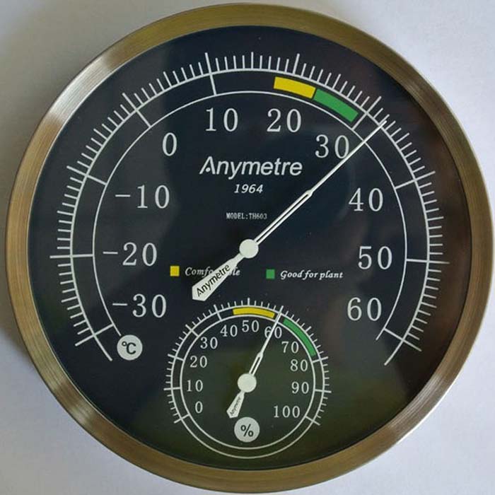 包邮美德时室内温度计高精度温度湿度计不锈钢TH603德国机芯 家用