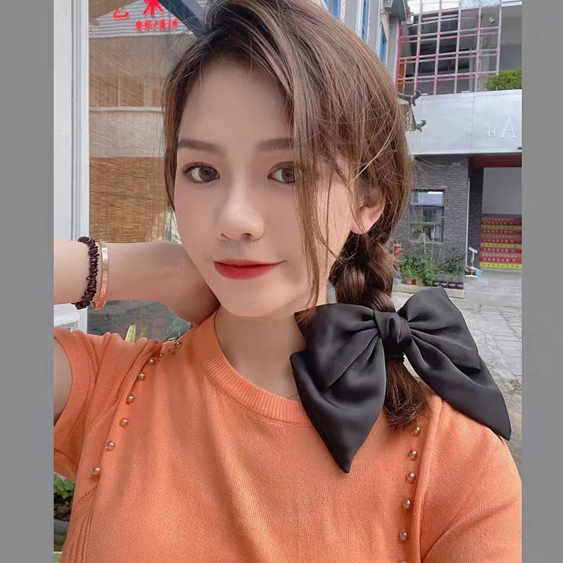 缎面大蝴蝶结头饰弹簧夹高级感