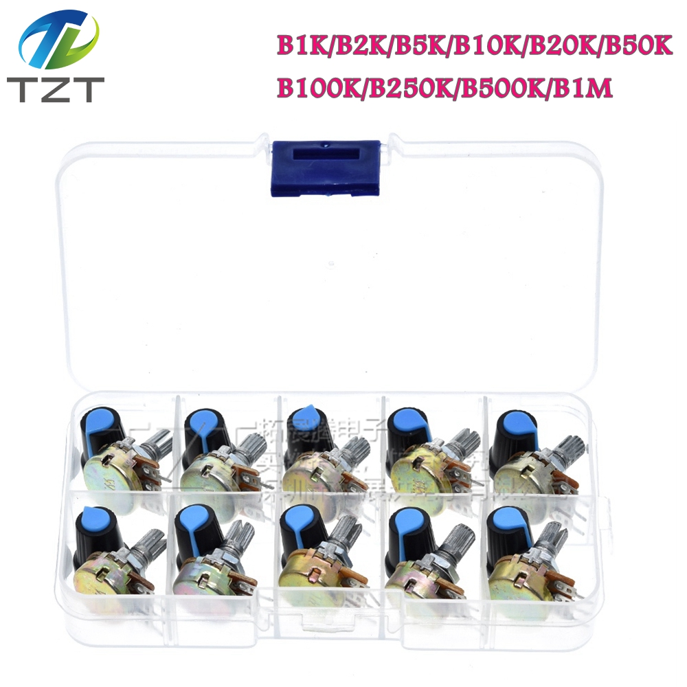 10PCS WH148单联15mmB1K/10K/20K/50K/100K//1M电位器配帽子 盒装