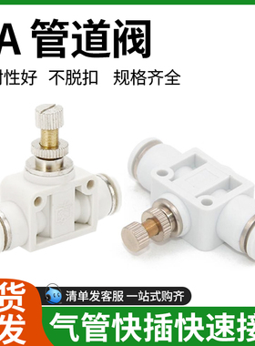 精品白色PA直通调速阀SA快速接头LSA-04/06/08/10/12管道阀