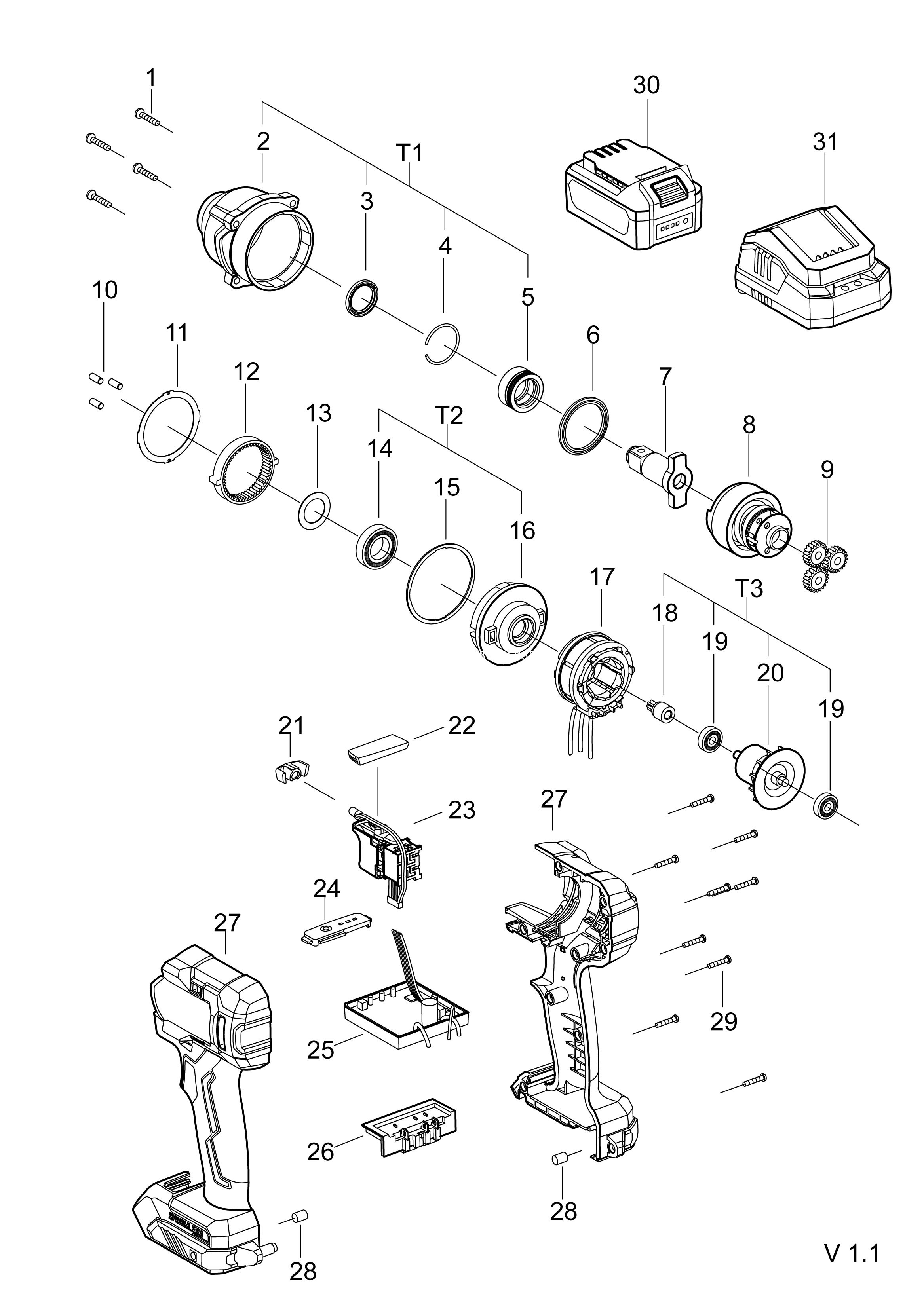20V充电式无刷冲击扳手东成DCPB298B 转子定子输出轴齿轮开关配件