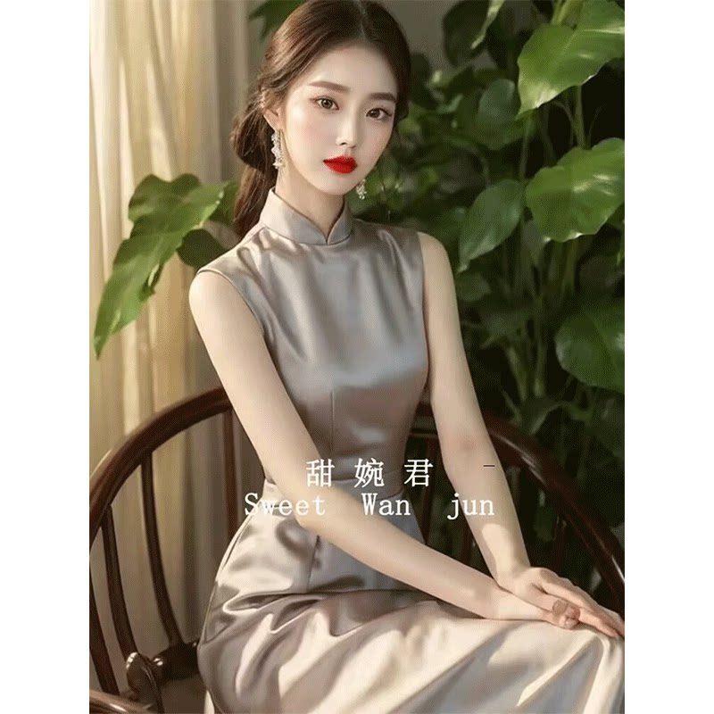 新中式女装国风灰色无袖