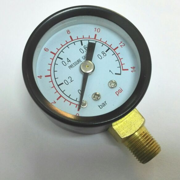 Φ40mm径向小压力压力表 压力1bar 14psi(=1公斤=0.1mpa=1kg) 1/8