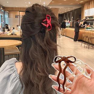 日常盘发发簪通勤百搭蝴蝶结醋酸U型女2024新款可爱少女心丸子头