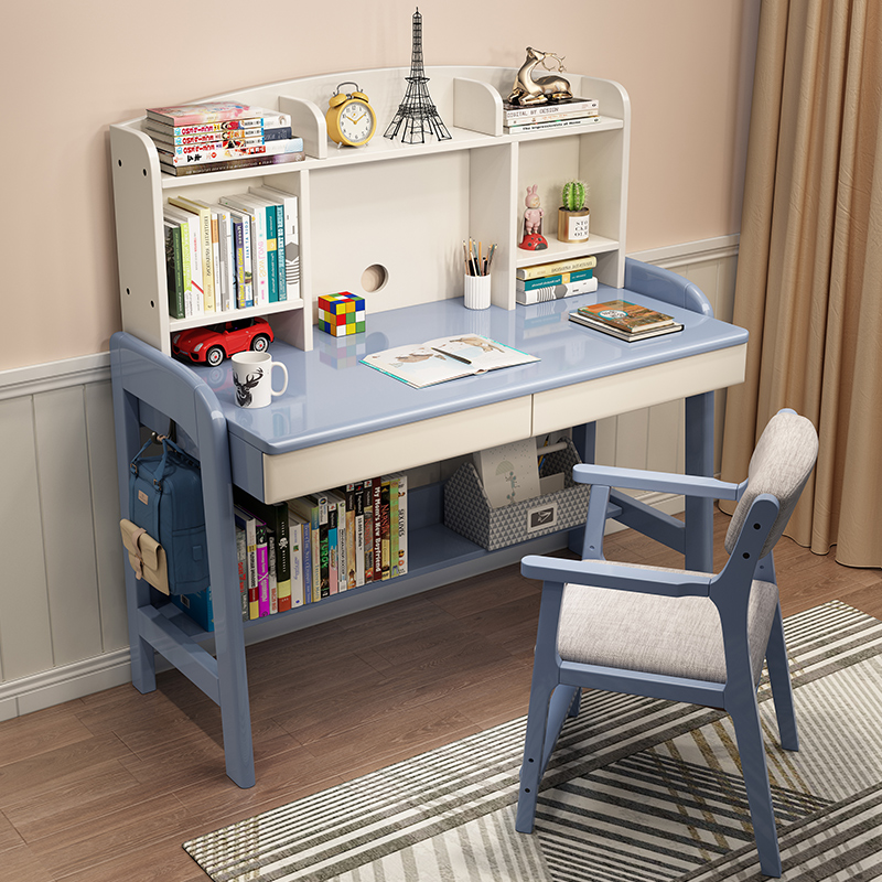 北欧实木书桌可升降学习桌儿童简约现代卧室家用学生写字桌椅套装